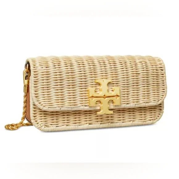 Tory Burch Eleanor Wicker Clutch Natural/254 148609 0623 w Dust Bag MSRP$498 NWT - Picture 2 of 16